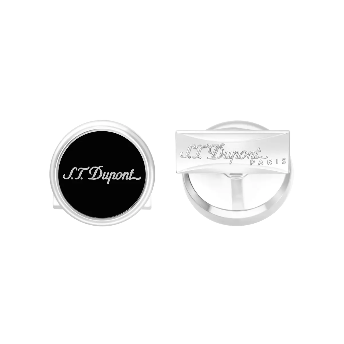 St Dupont Accessories Manschettenknopf Cufflinks, Palladium, Schwarz 1
