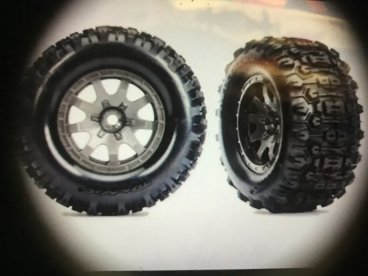 Traxxas Assembled Dual Profile Wheels W/Sledgehammer Tires: Rear (Charcoal Grey) 1