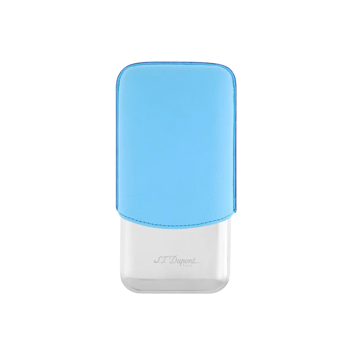 St Dupont Accessoires - Cigar 3 Zigarren Etui Chrom, Turquoise-Blue 1
