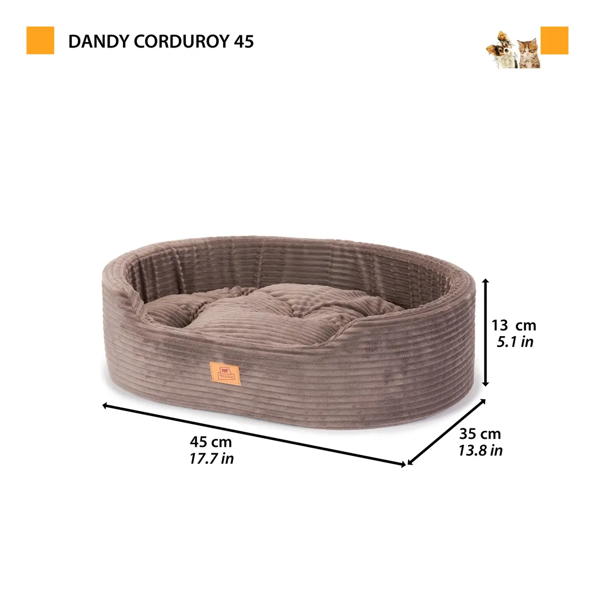Dandy Corduroy Sofa-Bett Mit Herausnehmbarem Kissen Für Hunde Und Katzen 2
