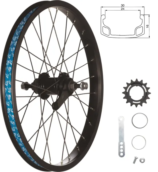 49N 18” Rear Wheel: 16T Coaster Hub (Black) 1
