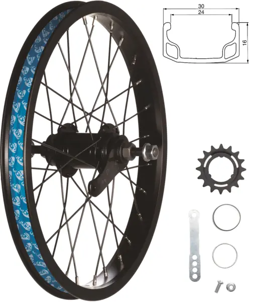 49N 16” Rear Wheel: 16T Coaster Hub (Black) 1