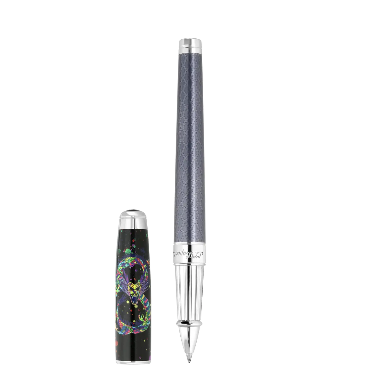St Dupont Instrument D'écriture Line D Eternity Dragon, Palladium, Ltd. Edt., Schwarz 1