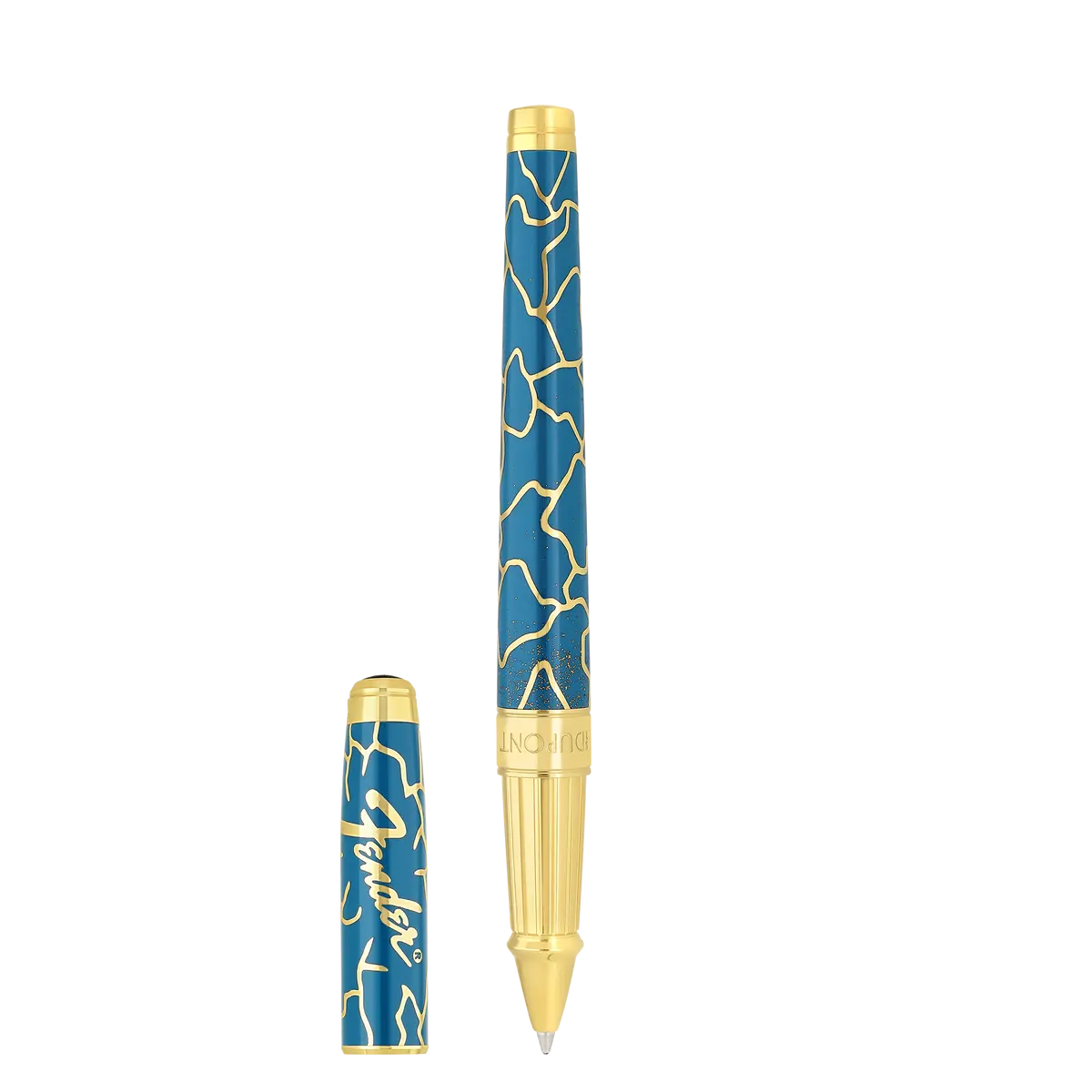 St Dupont Tintenroller Line D Eternity Palladium, Ltd. Edt., Blue-Fender 1