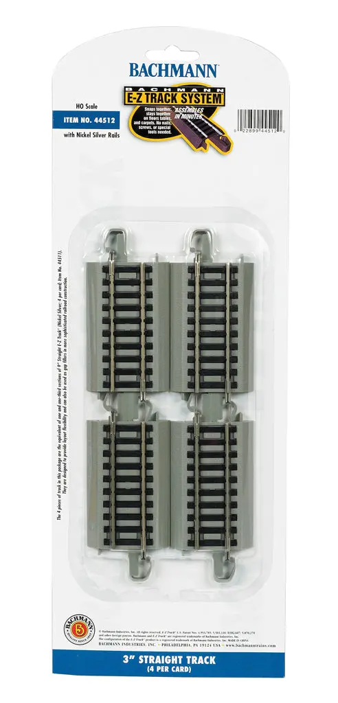 Bachman Nickel Silver Ho Scale Ez 3” Straight Track (4) 1