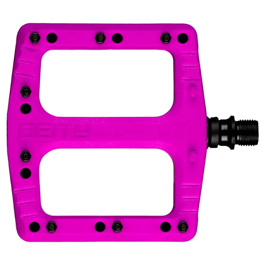 Deity Deftrap Platform Pedals: Cr-Mo: 9/16” (Pink) 1