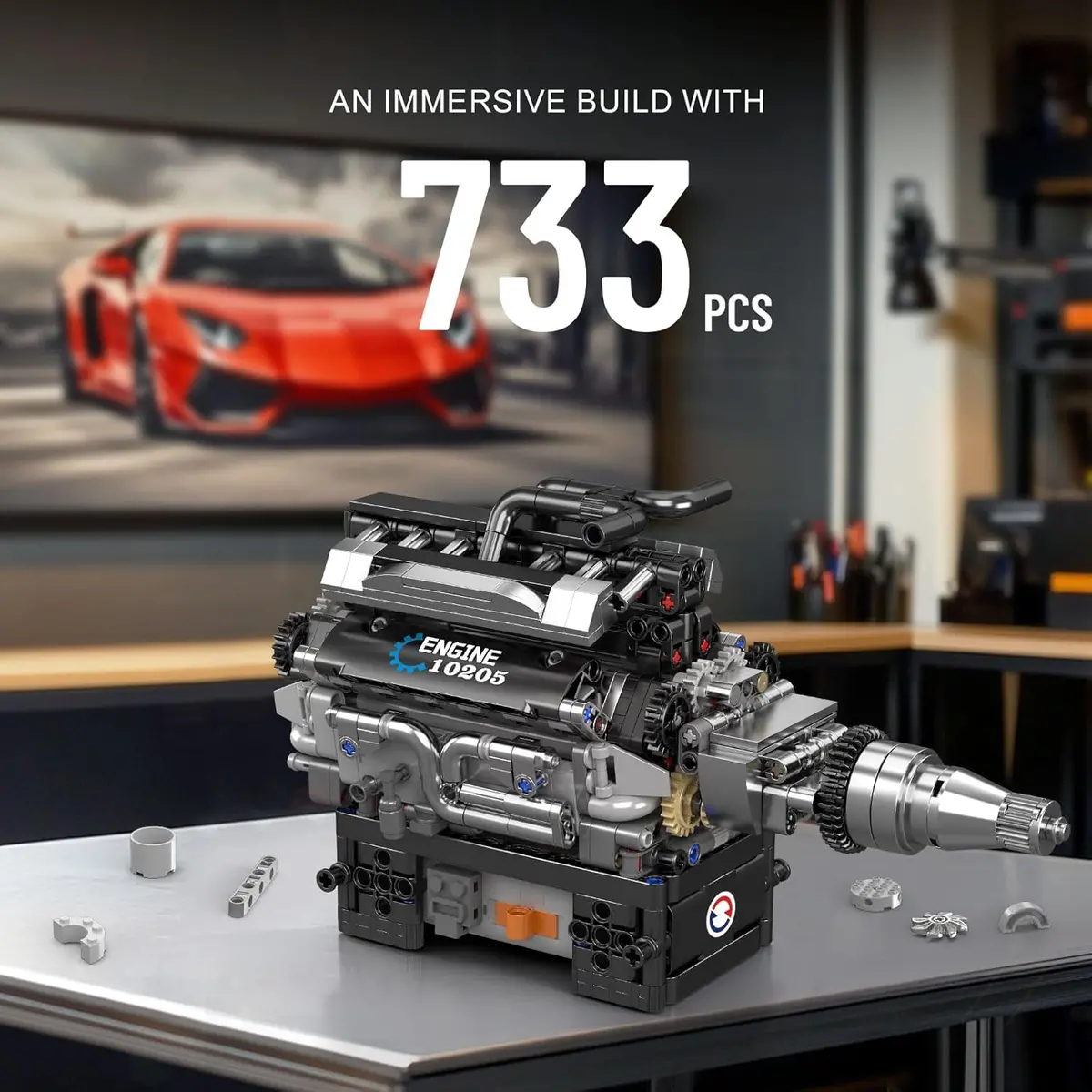 Mould King 10205 V12 Model Engine Building Kit 733 Pcs 1