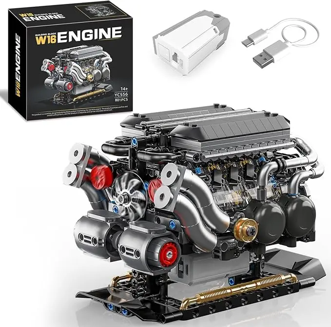 W16 Engine Building Blocks Set Mini 16-Cylinder Model Kit 1