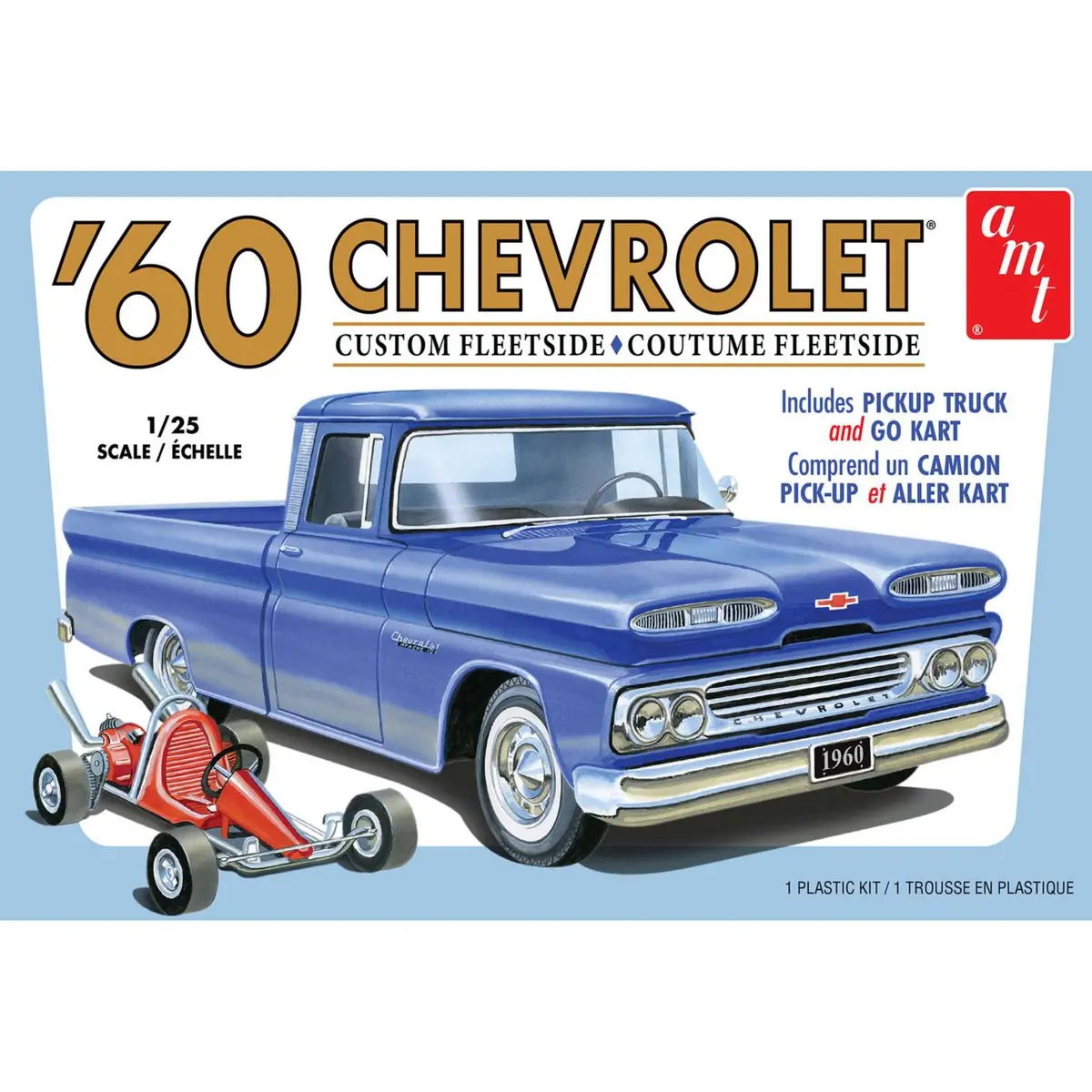 Amt 1/25 1960 Chevy Fleetside Pickup W/Go Kart Model Kit 1