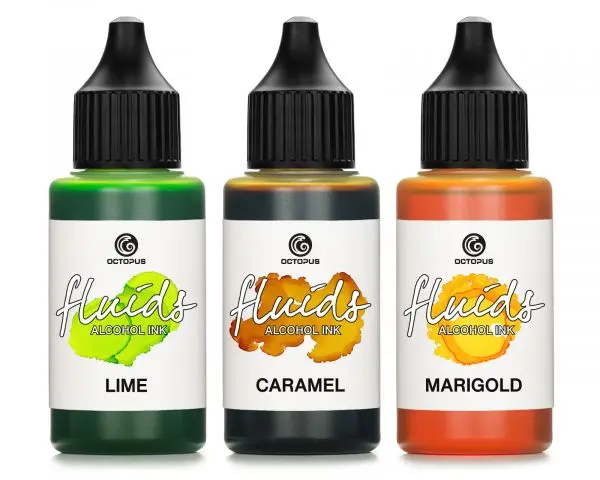 Octopus Fluids Alcohol Ink Set Kreativ-Tinten Lime, Caramel, Marigold 1