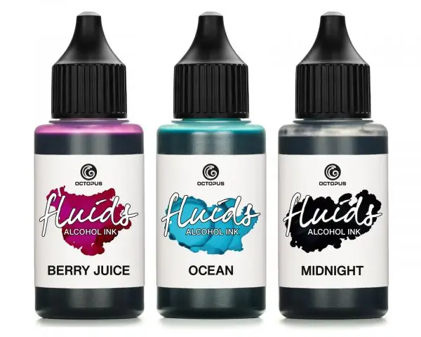 Octopus Fluids Alcohol Ink Set Midnight, Ocean, Berry Juice Alkoholtinte Für Fluid Art, Resin Und Mixed-Media 1