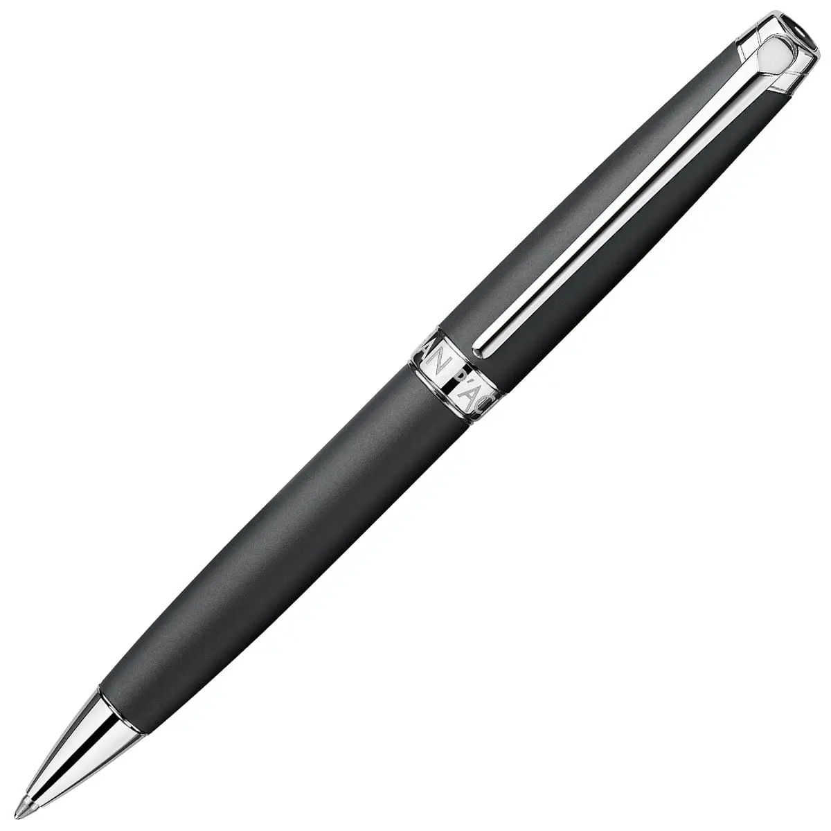 Caran D'ache, Kugelschreiber Léman, Versilbert/Rhodiniert, Mattschwarz 1