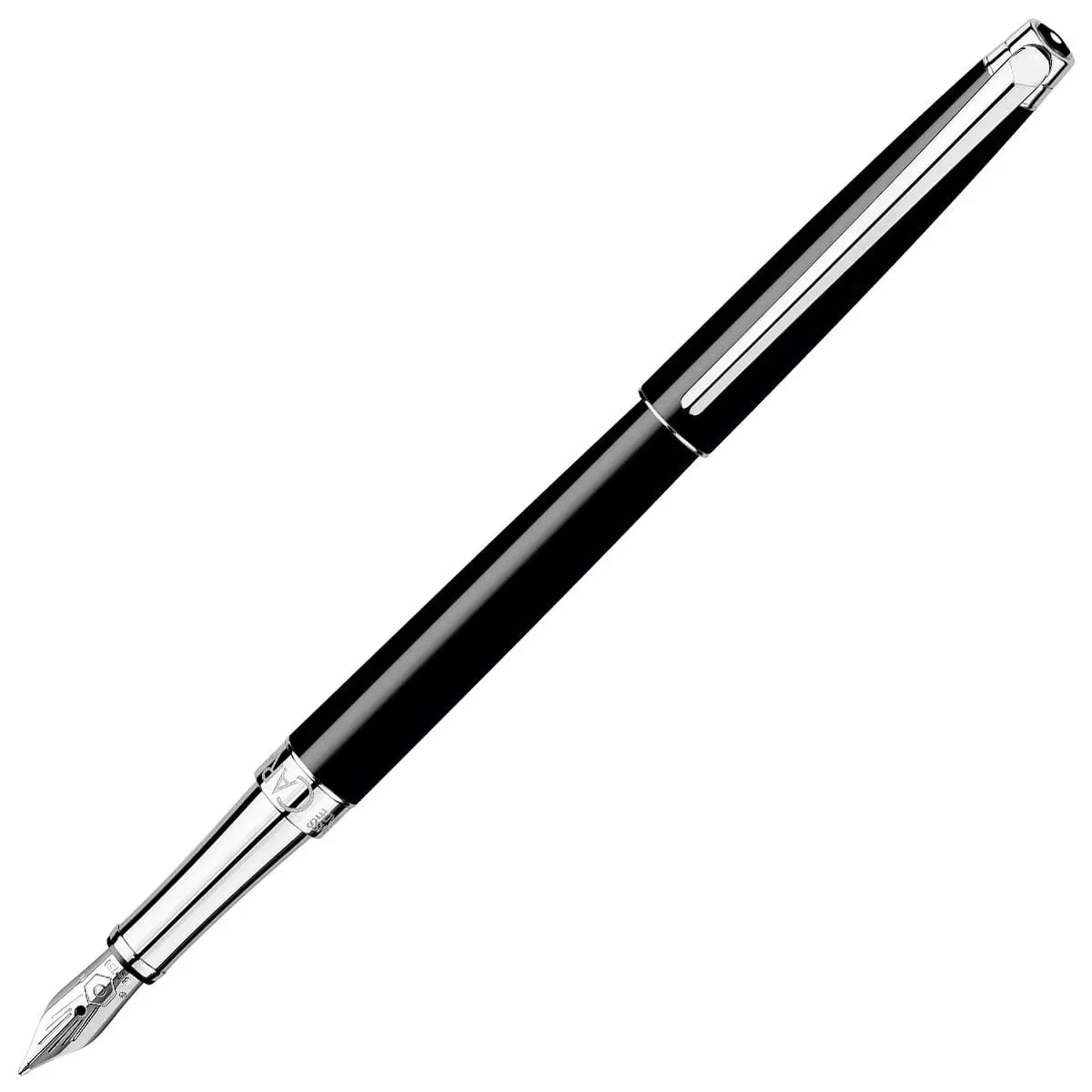 Caran D'ache, Füller Léman, Versilbert/Rhodiniert, 18K Feder, Ebenholzschwarz 1