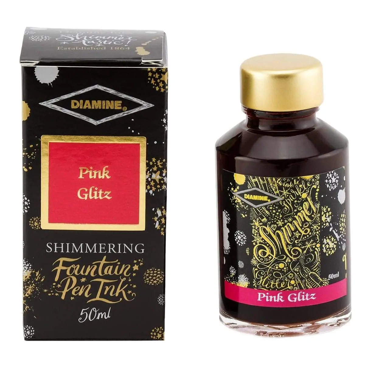 Diamine, Tintenglas Shimmering, 50 Ml, Pink Glitz 1