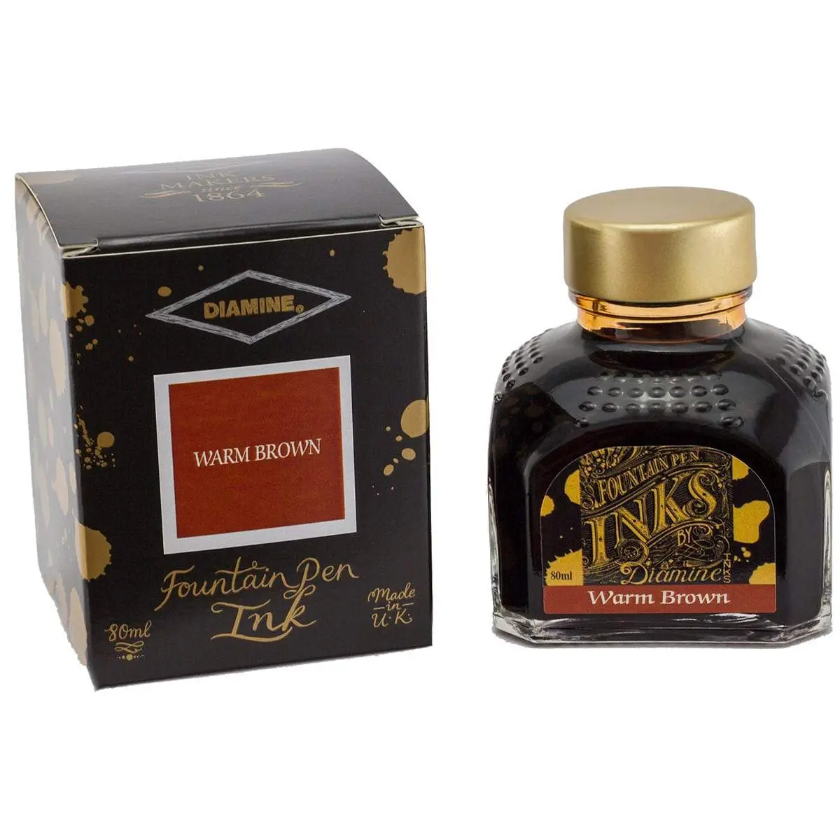Diamine, Tintenglas Regular, 80 Ml, Dark Brown/Warm Brown 1