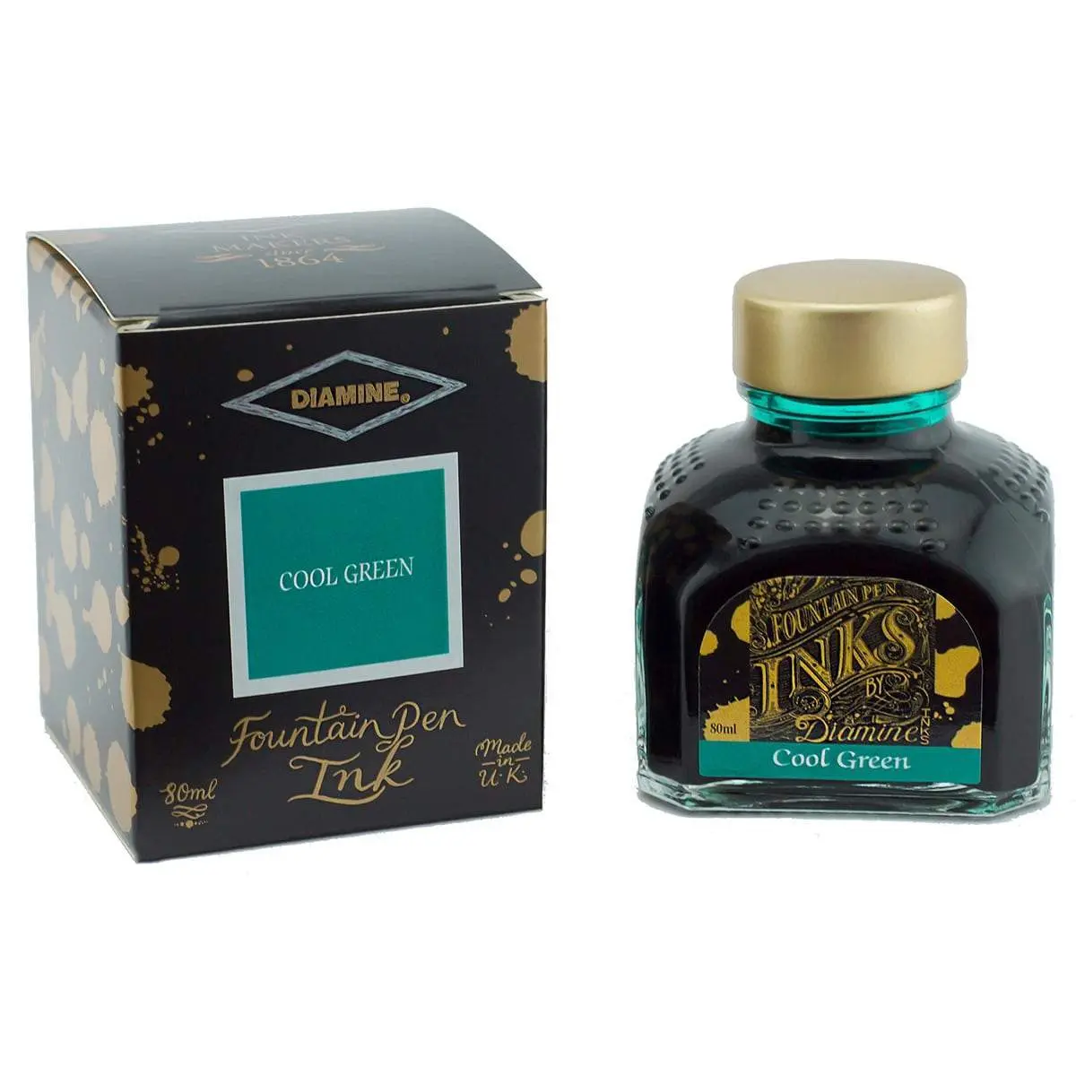 Diamine, Tintenglas Regular, 80 Ml, Dark Green/Cool Green 1