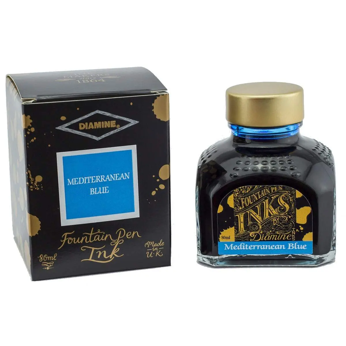 Diamine, Tintenglas Regular, 80 Ml, Mediterranean Blue 1