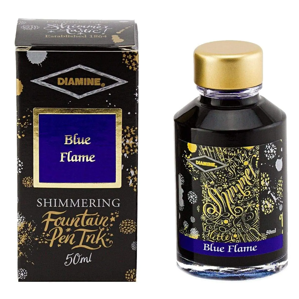Diamine, Tintenglas Shimmering, 50 Ml, Blue Flame 1