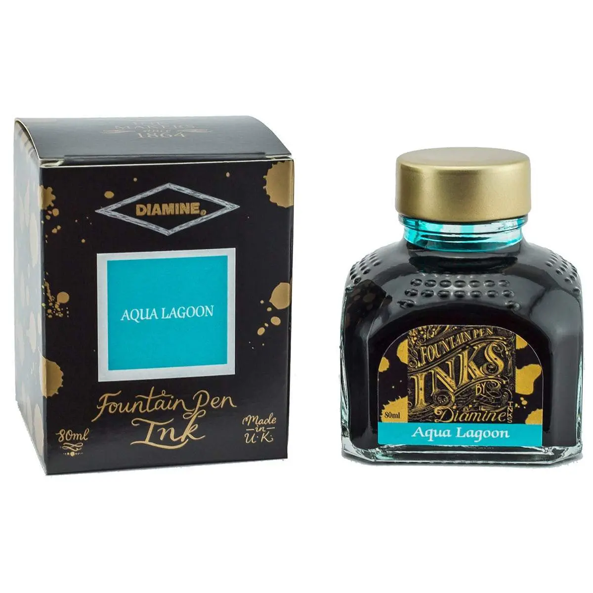 Diamine, Tintenglas Regular, 80 Ml, Aqua Lagoon 1