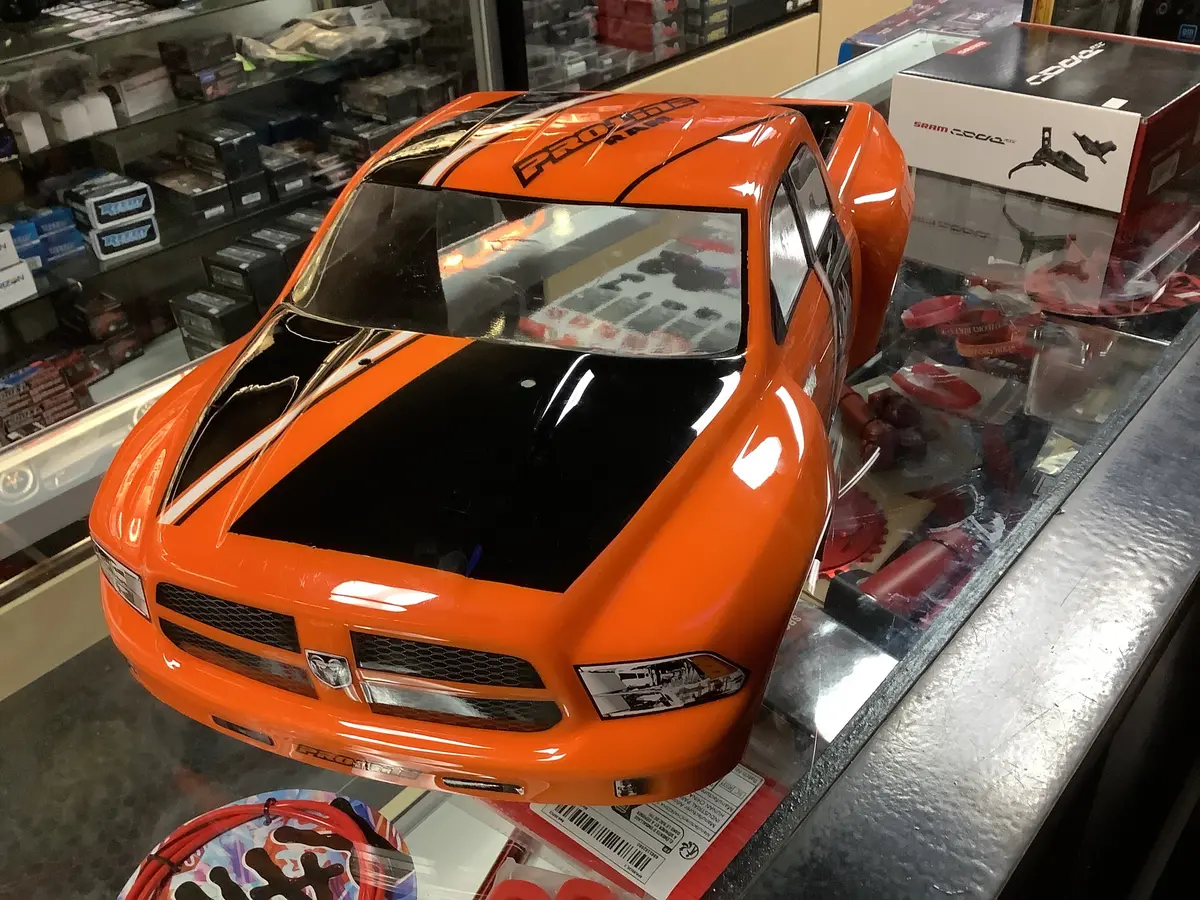 Custom Painted Dodge Ram Body Orange/Black 1/10 1