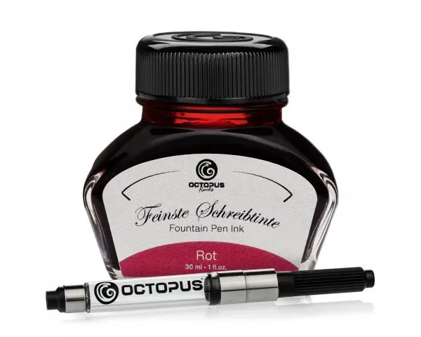 Octopus Fluids Set Aus Füllhaltertinte Und Tintenkonverter Classic Serie Rot 1