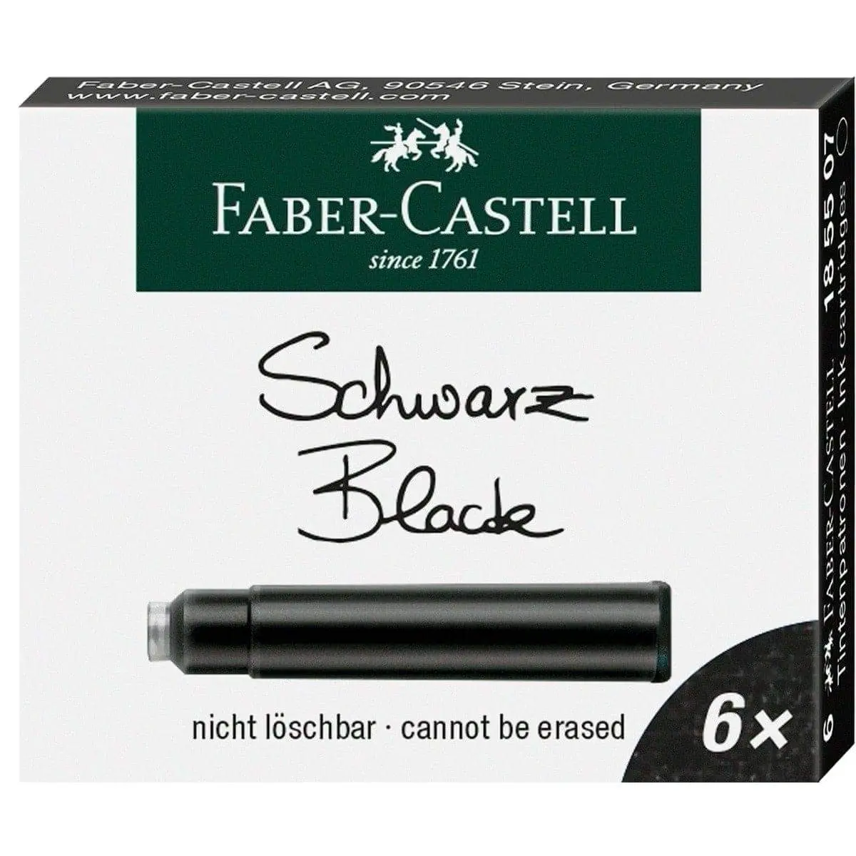 Faber-Castell, Tintenpatrone, 6 Stück, Schwarz 1