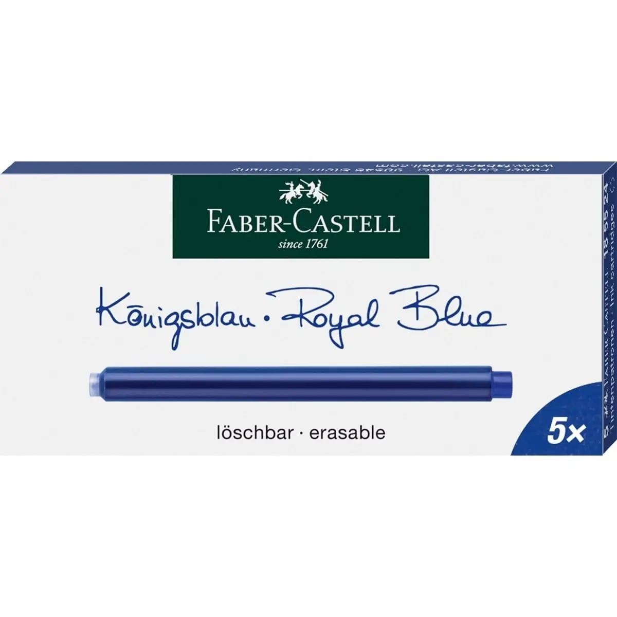 Faber-Castell, Tintenpatrone, 5 Stück, Königblau 1