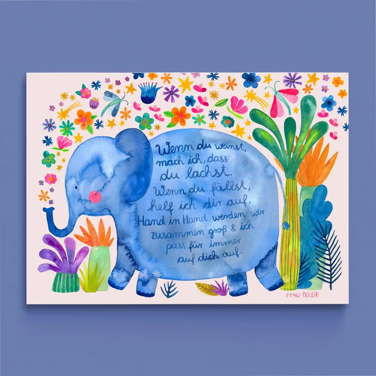 Print A4 *Geschwisterliebe* (Elefant Mit Blumen) 1