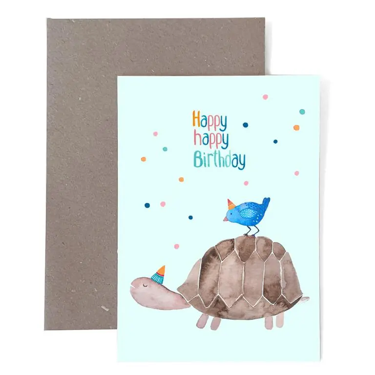 Klappkarte Zum Geburtstag *Happy Birthday* Mit Schildkröte 1