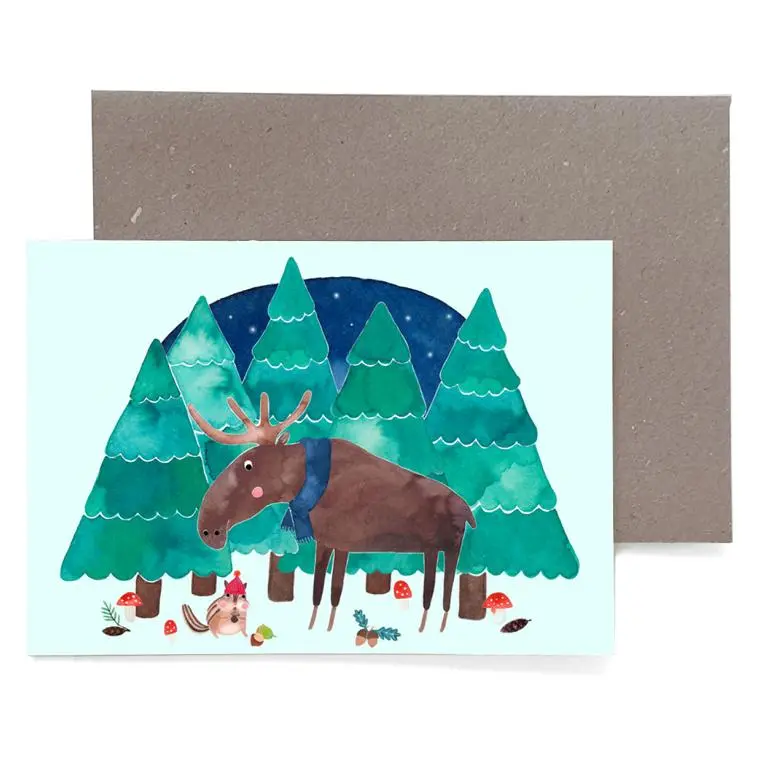 Weihnachtskarte *Elch* (Klappkarte) 1