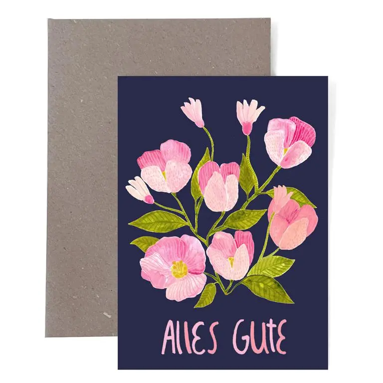 Klappkarte *Alles Gute* Mit Blumen 1