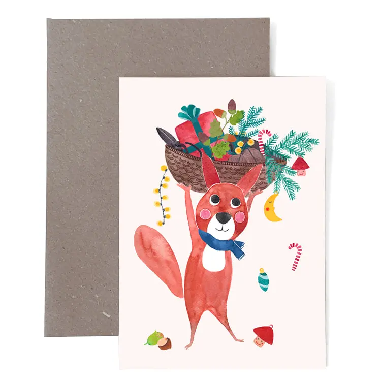 Weihnachtskarte *Eichhörnchen* (Klappkarte) 1