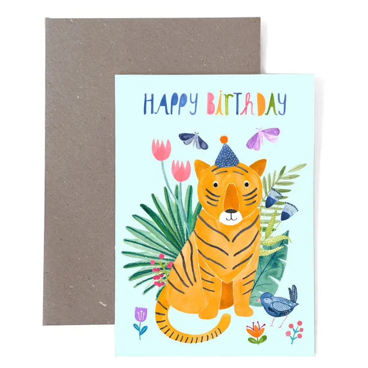 Klappkarte Zum Geburtstag *Happy Birthday* Mit Tiger 1