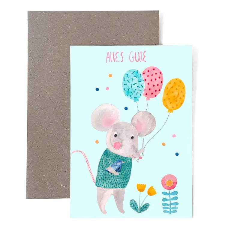 Klappkarte *Alles Gute* Mit Maus 1