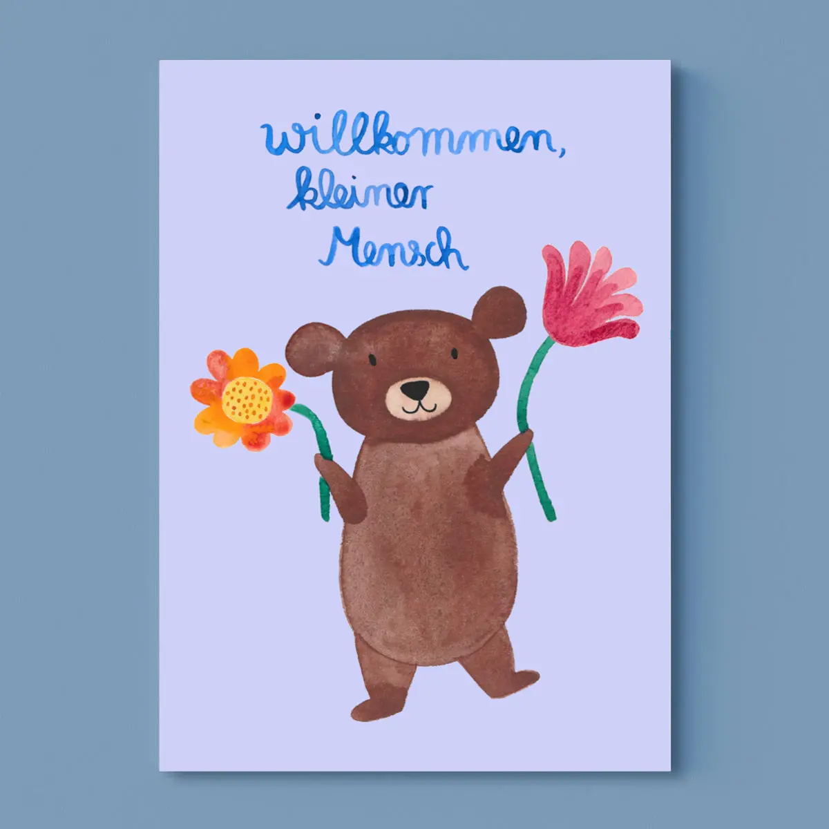Postkarte Zur Geburt *Willkommen* Mit Teddy 1