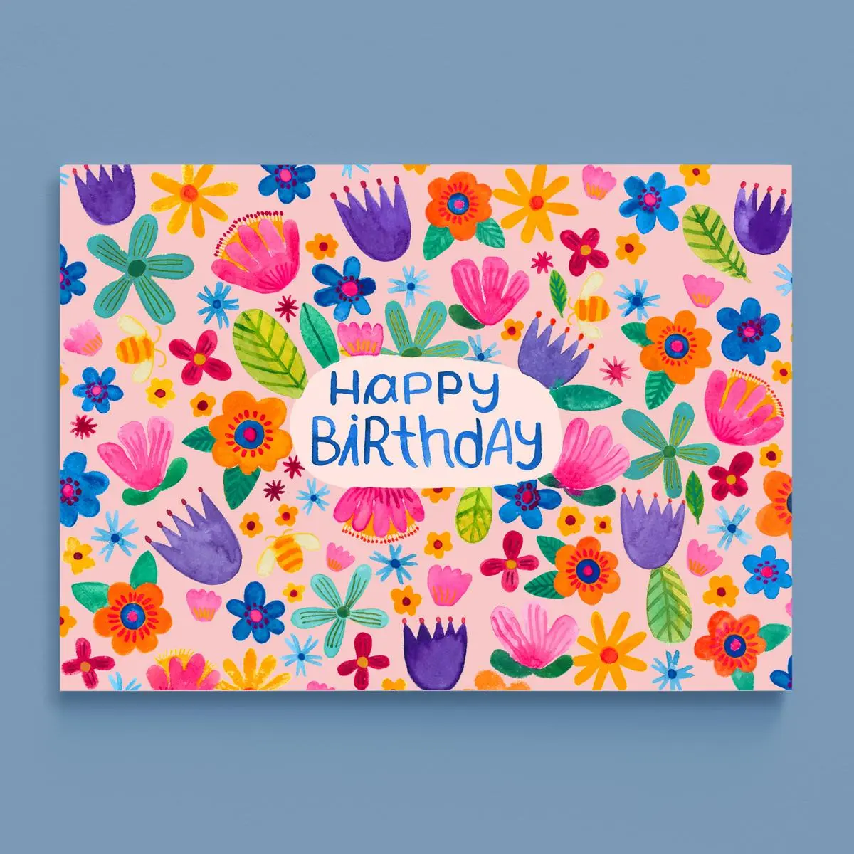 Postkarte *Happy Birthday* (Mit Blumen) 1