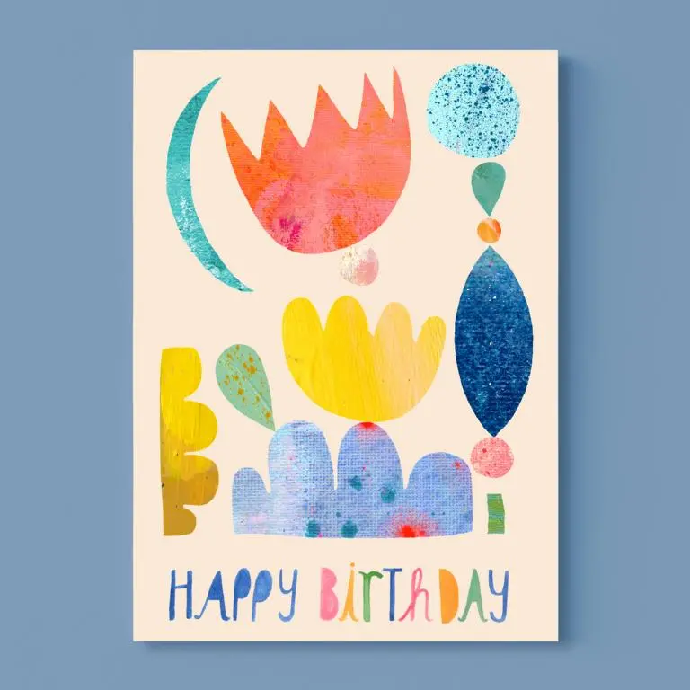 Geburtstagskarte *Happy Birthday* (Mit Blumenmuster) 1