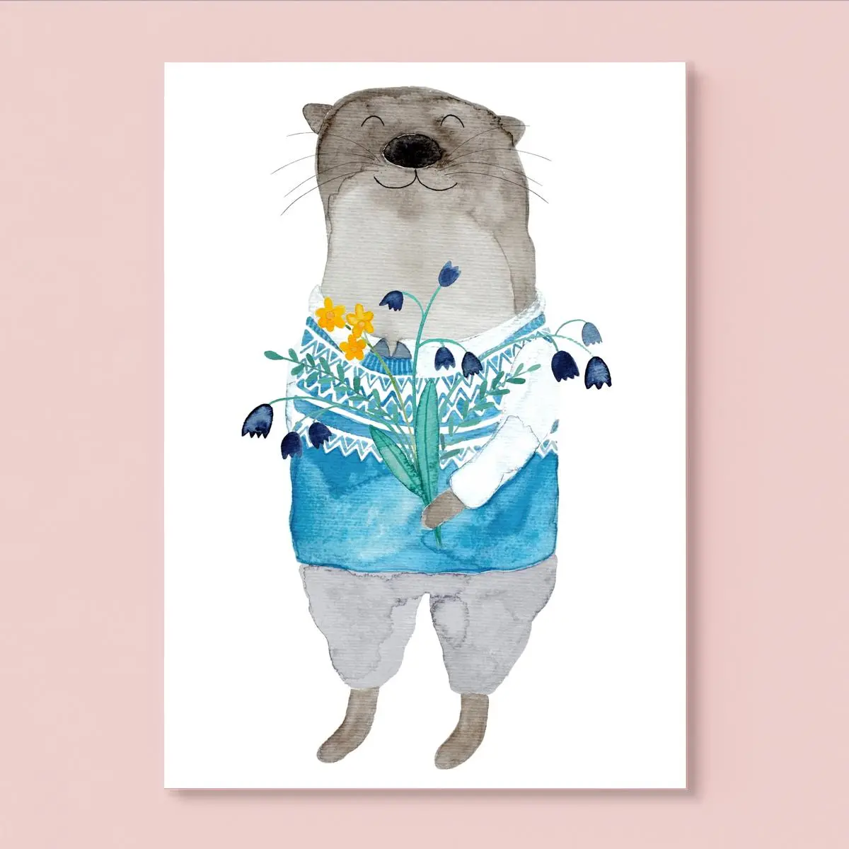 Postkarte *Otter Mit Blumen* 1
