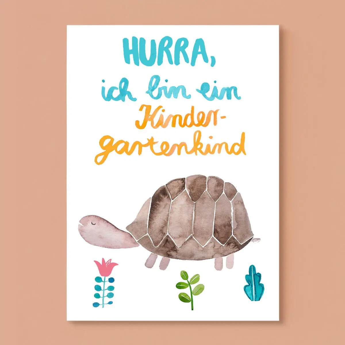 Postkarte *Kindergartenkind* Mit Schildkröte 1