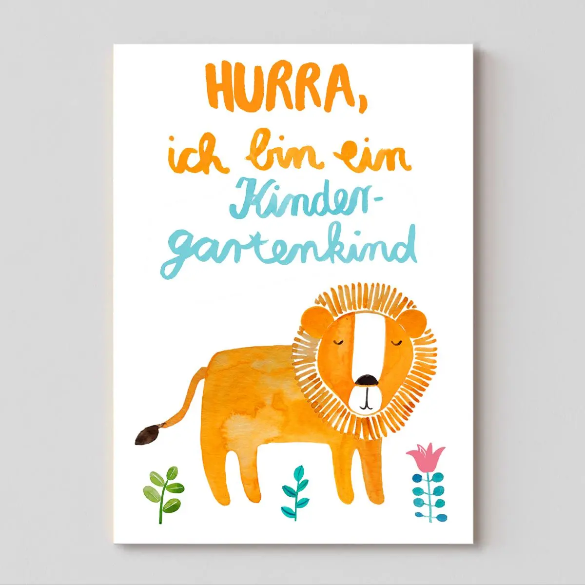 Postkarte *Kindergartenkind* Mit Löwe 1