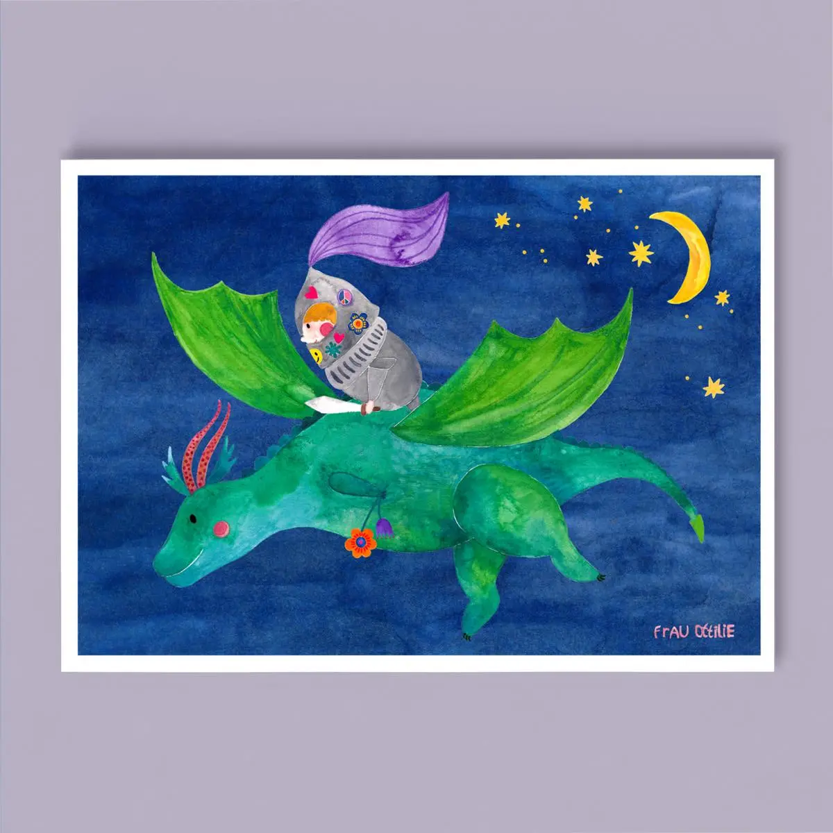 Print A4 *Drache Mit Ritter* 1