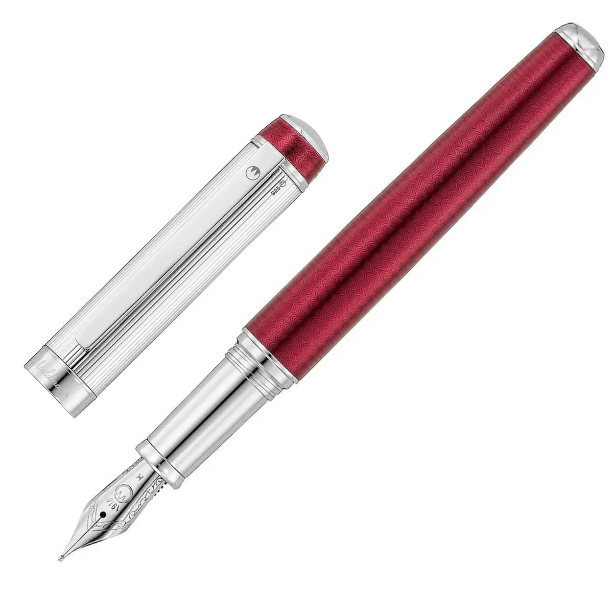 Waldmann, Füller Grandeur, Nadelstreifen, Guillochiert, Burgundrot 1
