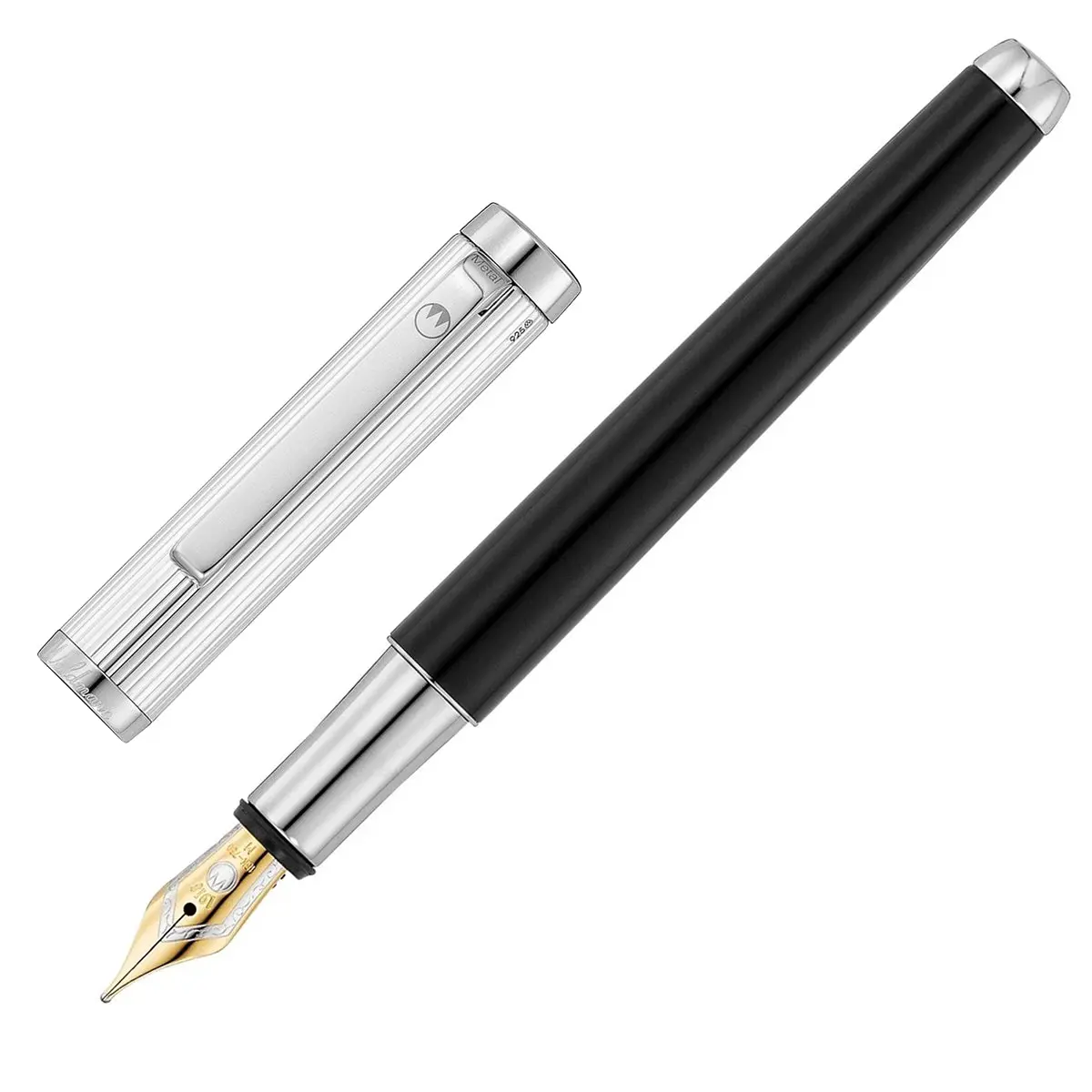 Waldmann, Füller Liberty, Nadelstreifen, Guillochiert, 18K Feder, Schwarz 1