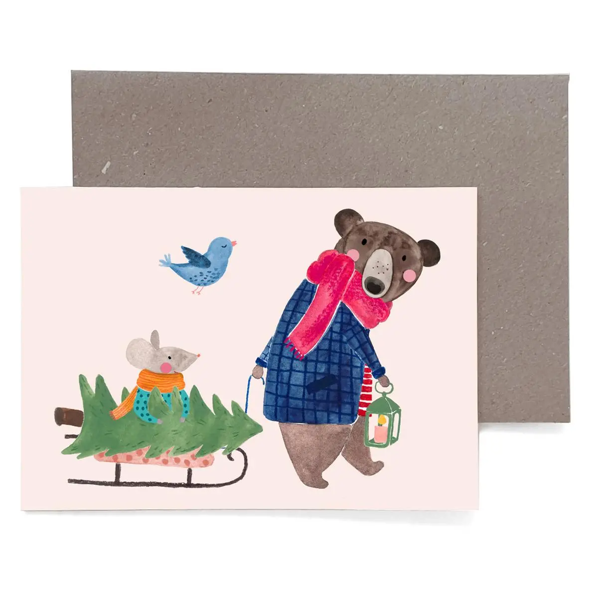 Weihnachtskarte *Bär Und Maus* (Klappkarte) 1