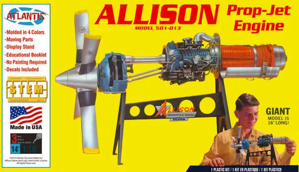 Atlantis Models Allison 501-D13 Prop Aircraft Engine Model Kit 1