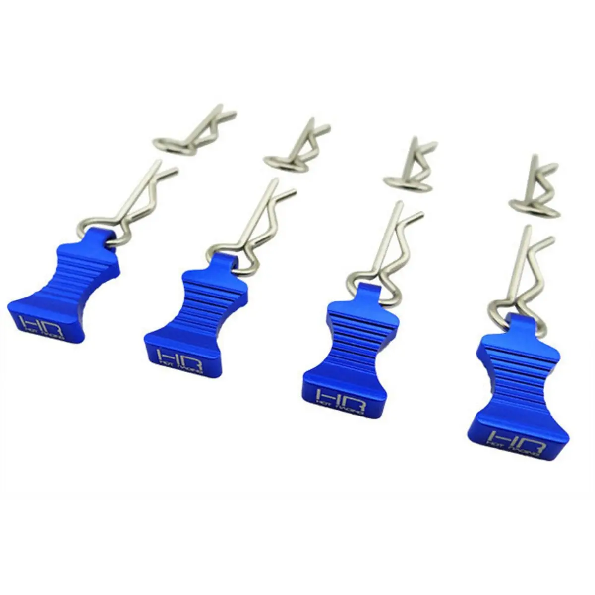 Hot Racing 1/10 Aluminum Ez Pull Body Clips: Blue (4) 1