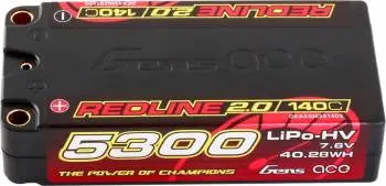 Gens Ace Redline 2.0 5300Mah 2S 140C Shorty Lipo: 5Mm Bullets 1