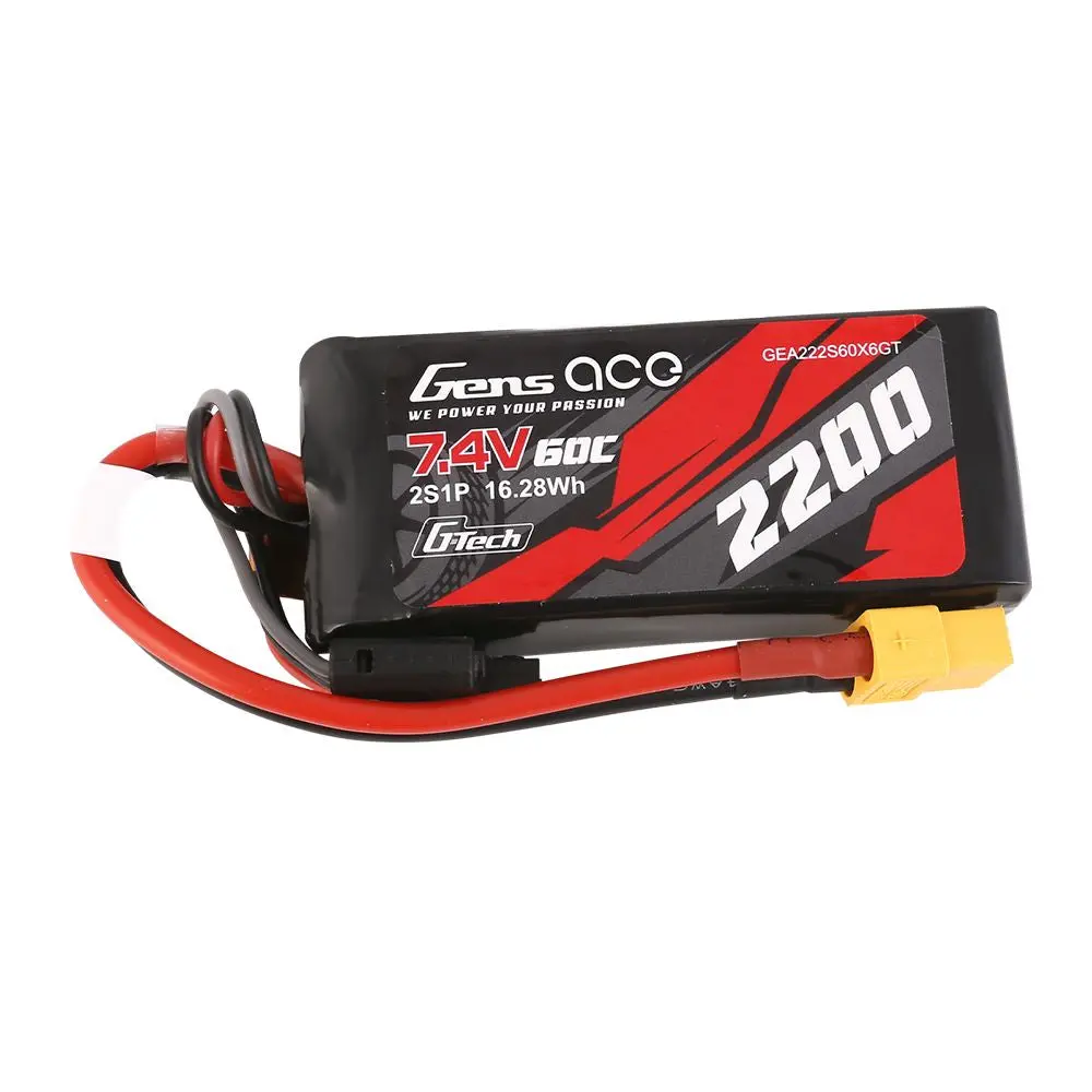 Gens Ace G-Tech 2200Mah 2S 60C Lipo Battery: Xt60 1
