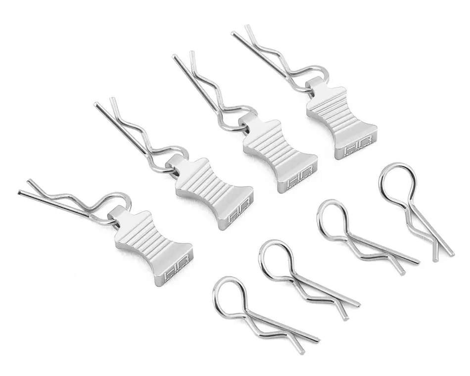 Hot Racing 1/10 Aluminum Ez Pull Body Clips: Silver (4) 1