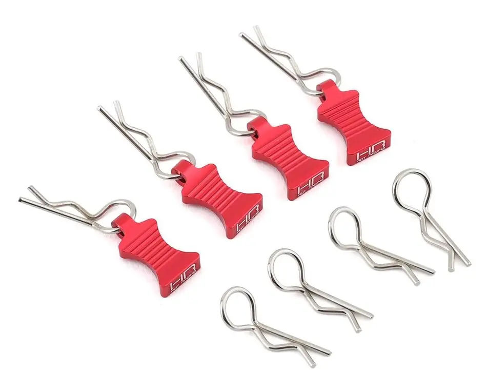 Hot Racing 1/10 Aluminum Ez Pull Body Clips: Red 1